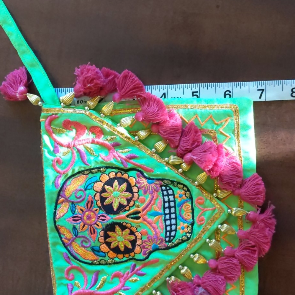 Day of the Dead purse (green, pink)  NWT - Picture 9 of 11
